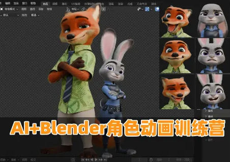 Al+blender角色动画训练营，系统化学习建模、绑定、毛发、布料等-怪豆资源