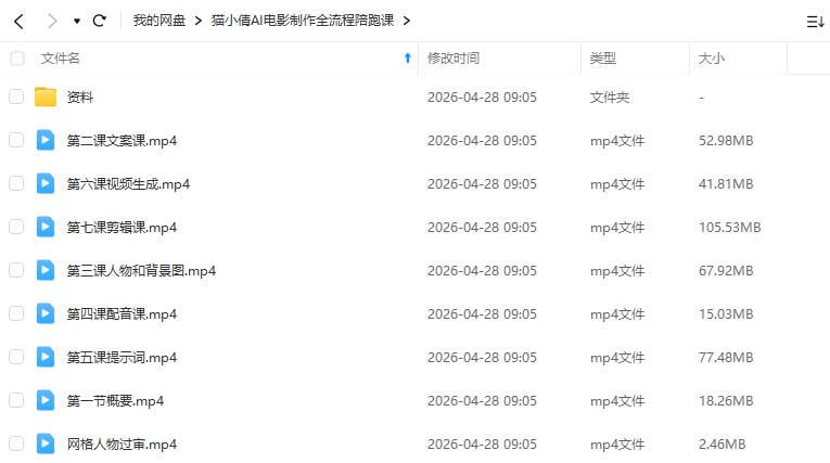 图片[1]-猫小倩AI电影制作全流程陪跑课2026年（高清画质带资料）-怪豆资源
