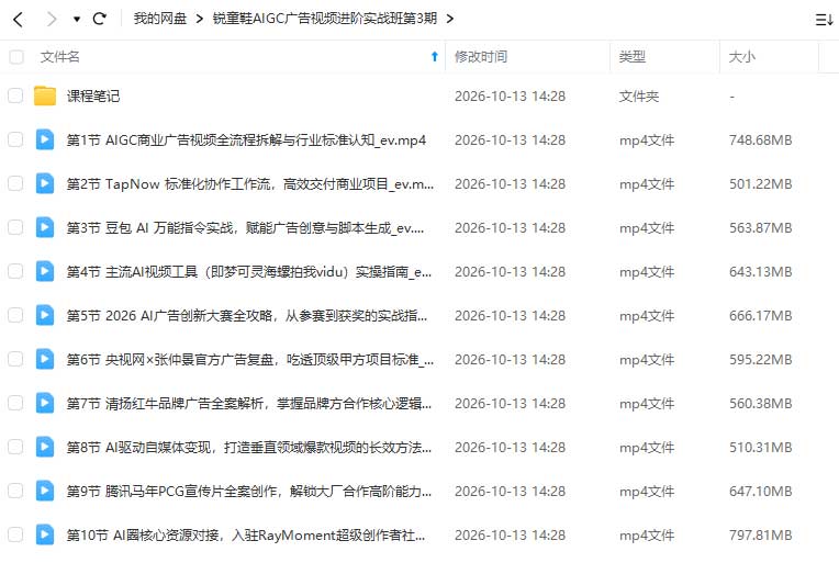 图片[1]-锐童学AIGC广告视频进阶实战第3期2026年（高清画质带笔记）-怪豆资源